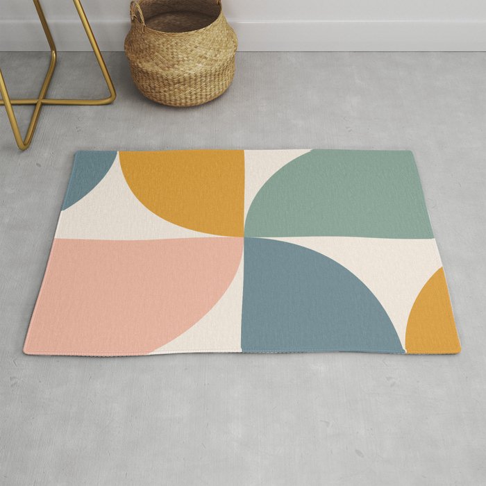 Bauhaus Mid Century Modern Geometric Ii Natural Pastel Rug