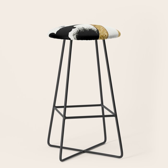 Armor [8]: A Minimal Abstract Piece In Black White And Gold By Alyssa Hamilton Art Stool