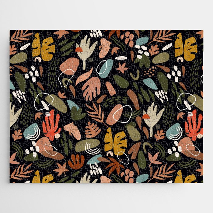 Abstract Shapes Of Dark Modern Nature Jigsaw Puzzle