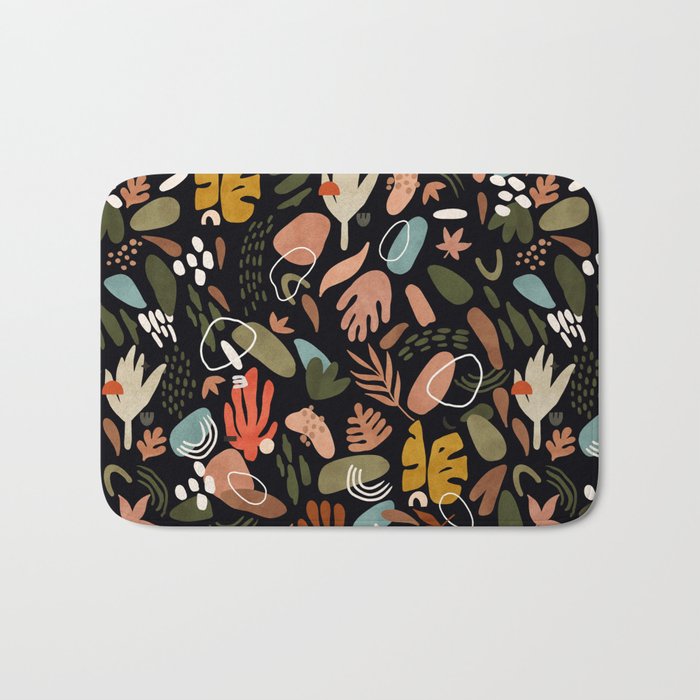 Abstract Shapes Of Dark Modern Nature Bath Mat