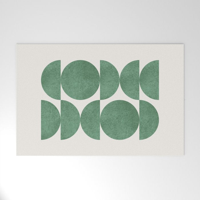 Green Retro Scandinavian - Mid Century Modern Welcome Mat