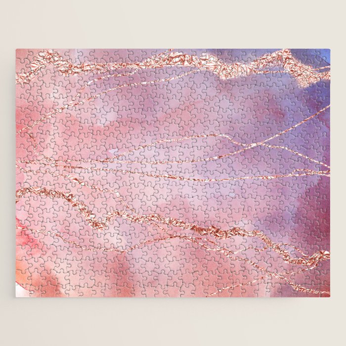 Blush And Purple Sky With Rose Gold Flashes Jigsaw Puzzle