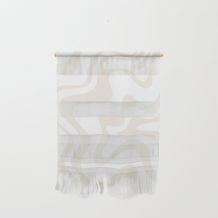 Liquid Swirl Abstract Pattern In Pale Beige And White Wall Hanging