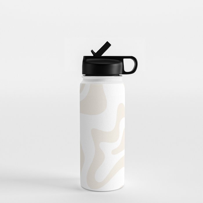 Liquid Swirl Abstract Pattern In Pale Beige And White Water Bottle