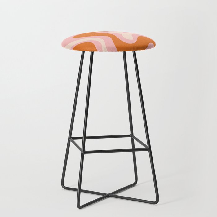 Liquid Swirl Retro Abstract Pattern In Pink Orange Cream Stool