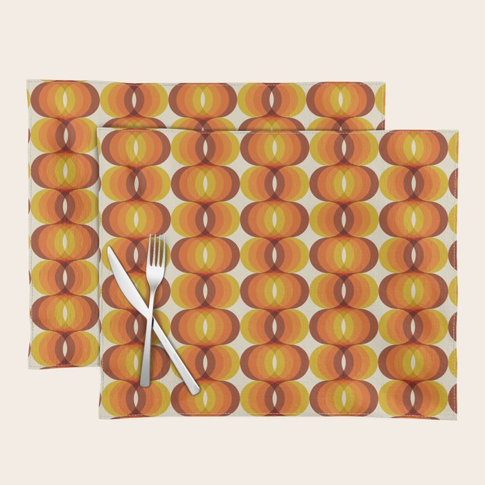 Orange, Brown, And Ivory Retro 1960s Wavy Pattern Placemat