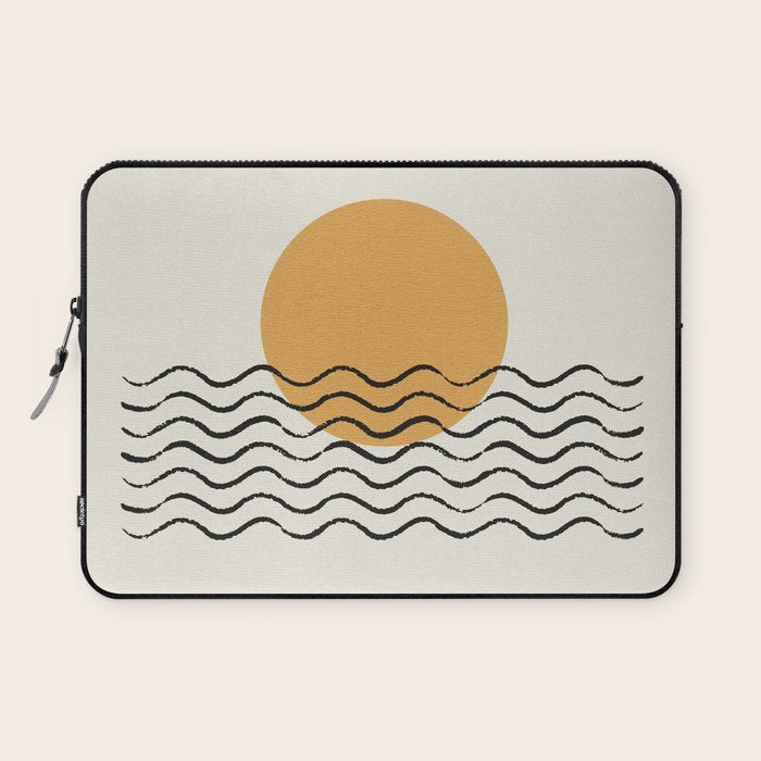 Ocean Wave Gold Sunrise - Mid Century Style Laptop Sleeve