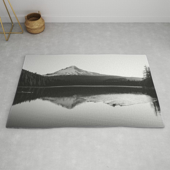 Wild Mountain Sunrise - Black And White Nature Photography Rug