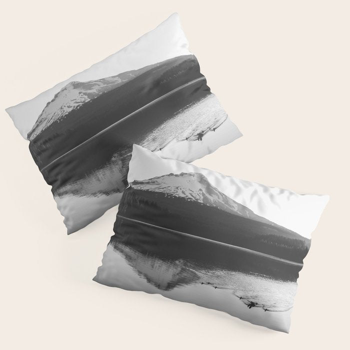 Wild Mountain Sunrise - Black And White Nature Photography Pillow Sham