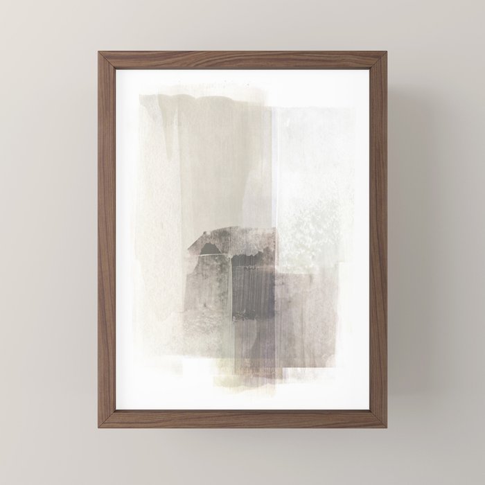 Beige And Brown Minimalist Abstract Painting Mini Art Print