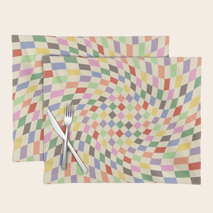 Colorful Checkered Swirl Pattern Placemat