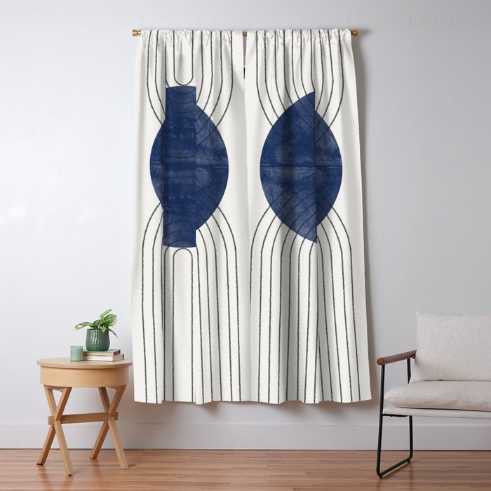 Mid Century Modern Blue Perfect Balance Window Curtain