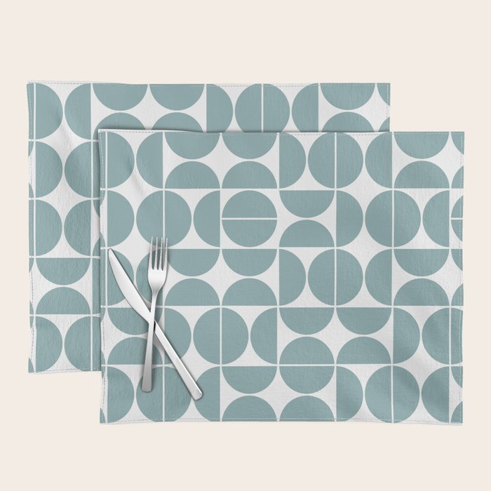 Mid Century Modern Geometric 04 Glass Blue Placemat