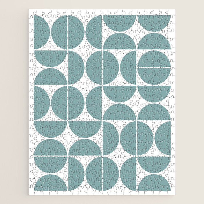 Mid Century Modern Geometric 04 Glass Blue Jigsaw Puzzle
