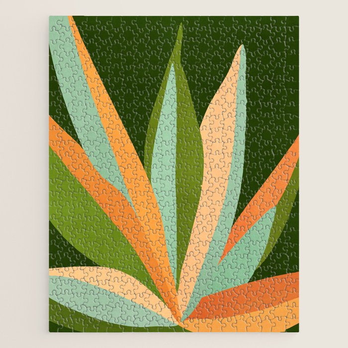 Colorful Agave Painted Cactus Illustration Jigsaw Puzzle