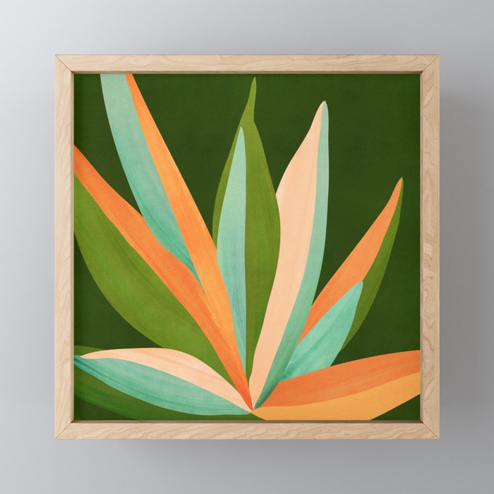 Colorful Agave Painted Cactus Illustration Mini Art Print
