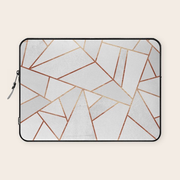 White Stone & Copper Lines Laptop Sleeve