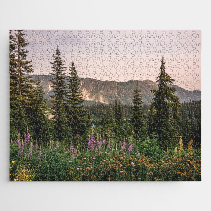 Mount Rainier Wildflower Adventure - National Park Wanderlust Jigsaw Puzzle