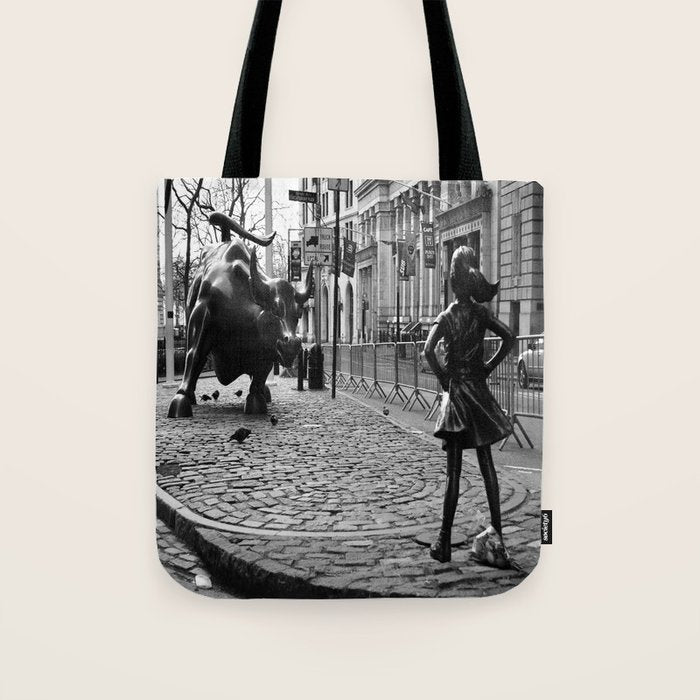 Fearless Girl And The Charging Bull Tote Bag