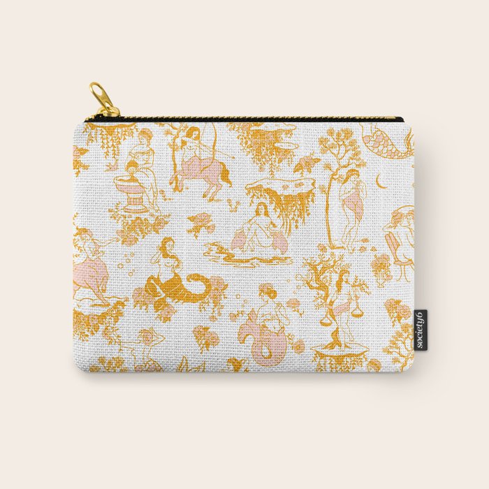 Gold Zodiac Toile Pattern Carry All Pouch