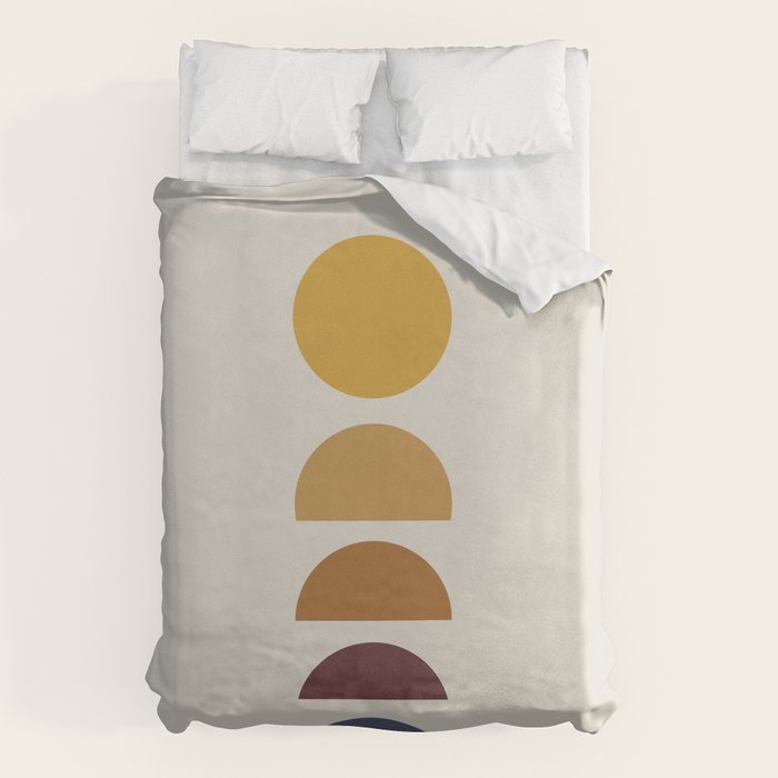 Minimal Sunrise Sunset Shapes Duvet Cover