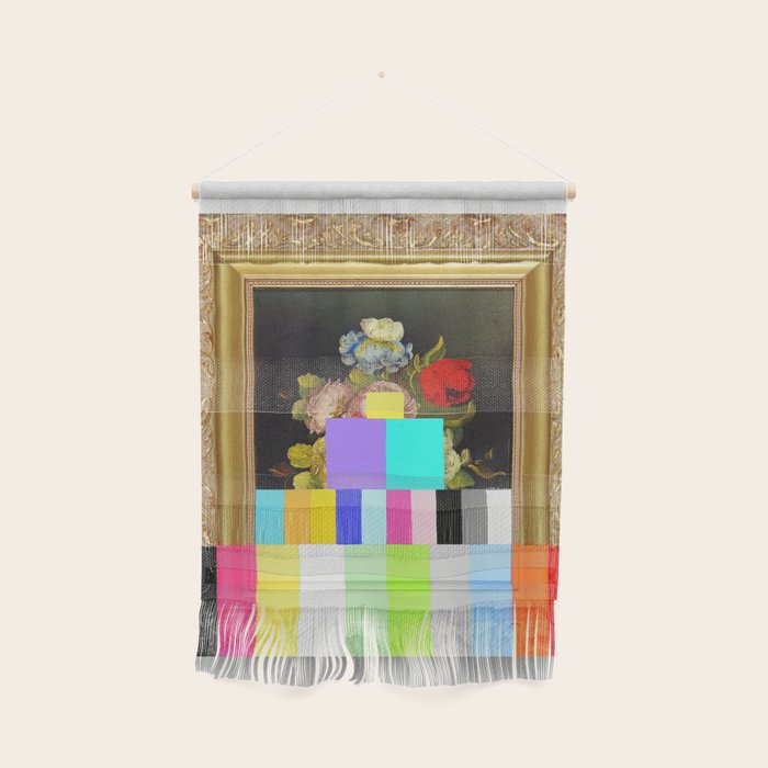 A Painting Of Flowers With Color Bars Wall Hanging