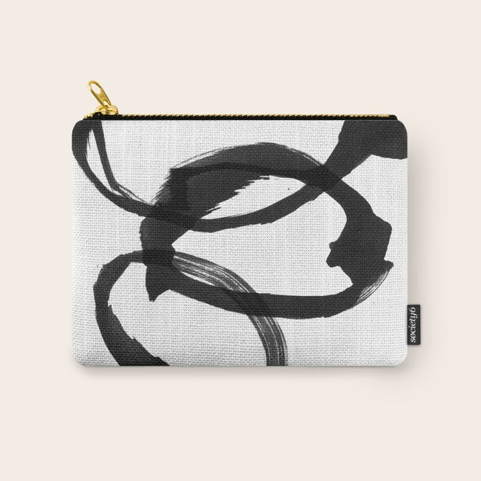 Black And White Round Abstract Shapes Minimalist Ink Painting Carry All Pouch