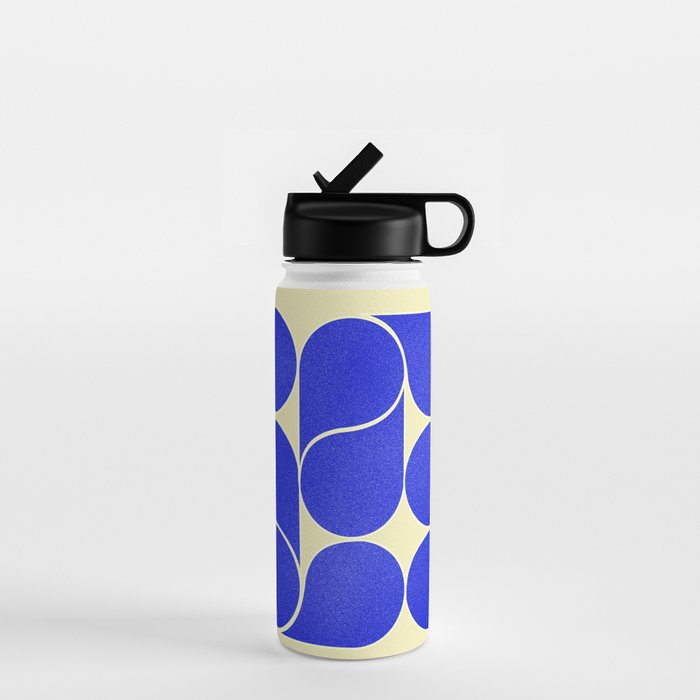 Blue Mid-Century Shapes No8 Water Bottle