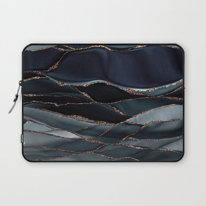 Midnight Marble Deep Ocean Waves Laptop Sleeve