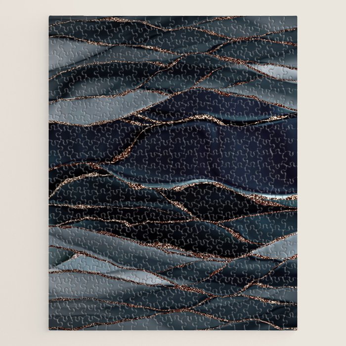 Midnight Marble Deep Ocean Waves Jigsaw Puzzle