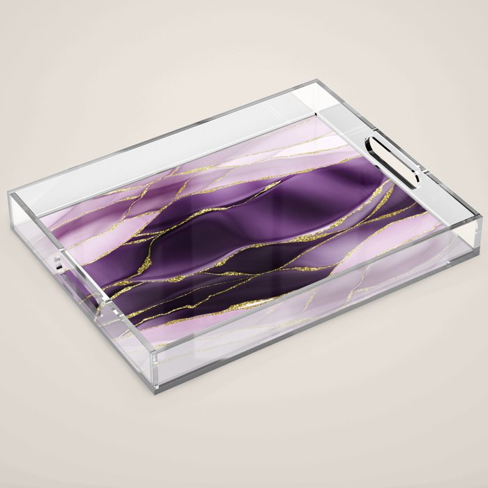 Day And Night Purple Marble Landscape Acrylic Tray