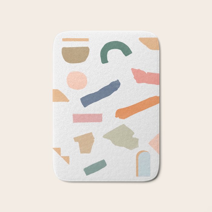 Mix Of Color Shapes Happy Artwork Bath Mat