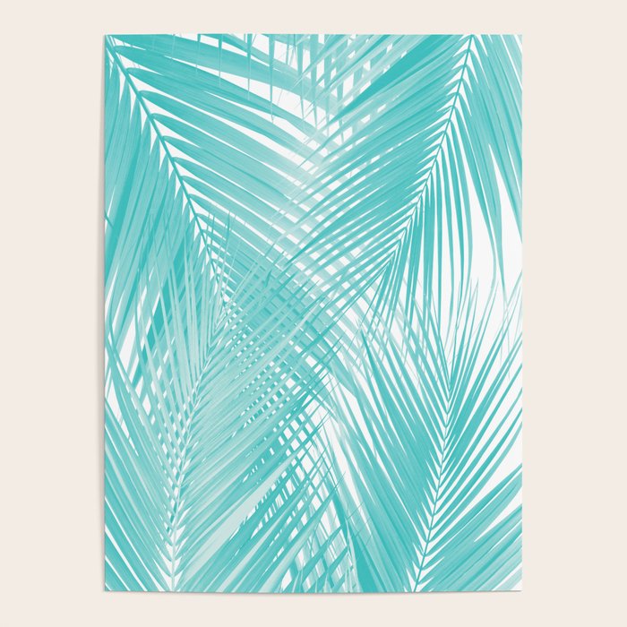 Soft Turquoise Palm Leaves Dream - Cali Summer Vibes #3 #Tropical #Decor #Art Poster