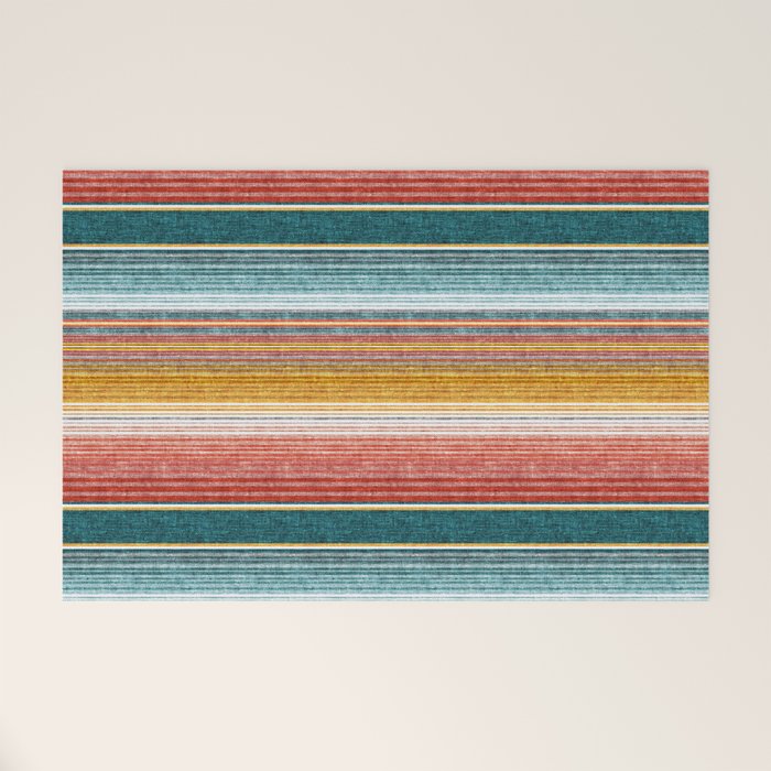 Serape Southwest Stripe - Orange & Teal Welcome Mat