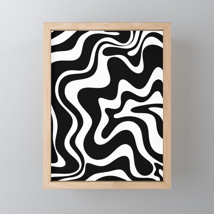 Liquid Swirl Abstract Pattern In Black And White Mini Art Print