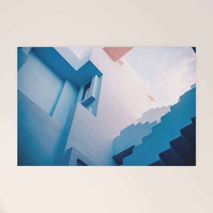 Muralla Roja Blue And Pink Geometric Walls Welcome Mat