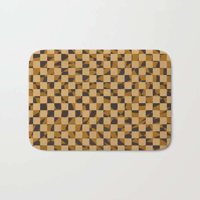 Abstract Checked In Golden Ochre Bath Mat