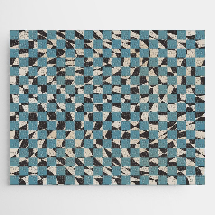 Abstract Checked Blue And Black Jigsaw Puzzle