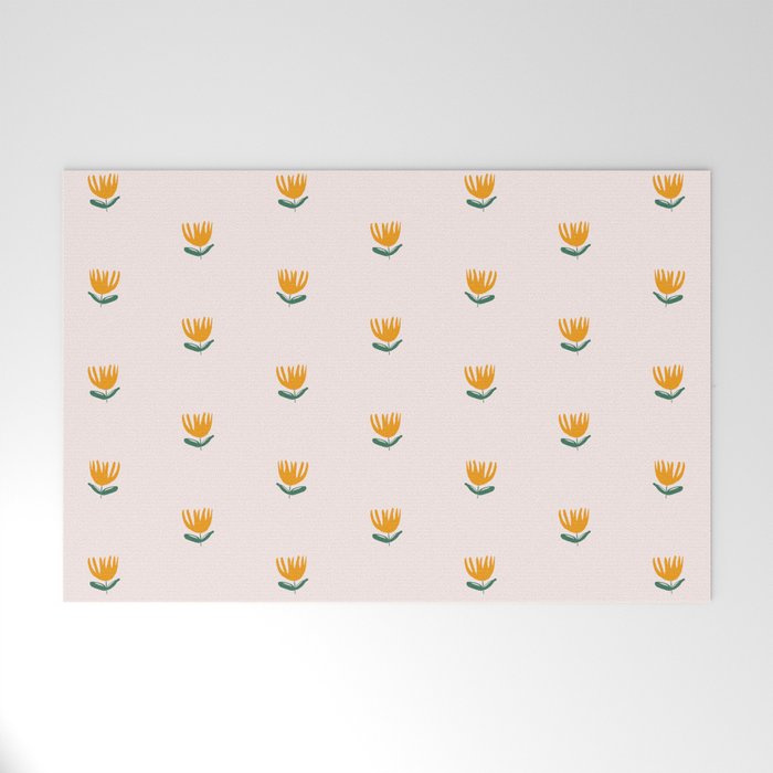 Abstract Yellow Tulip - Pink Background Welcome Mat