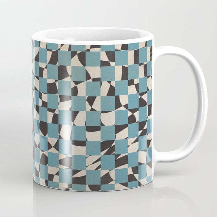 Abstract Checked Blue And Black Coffee Mug