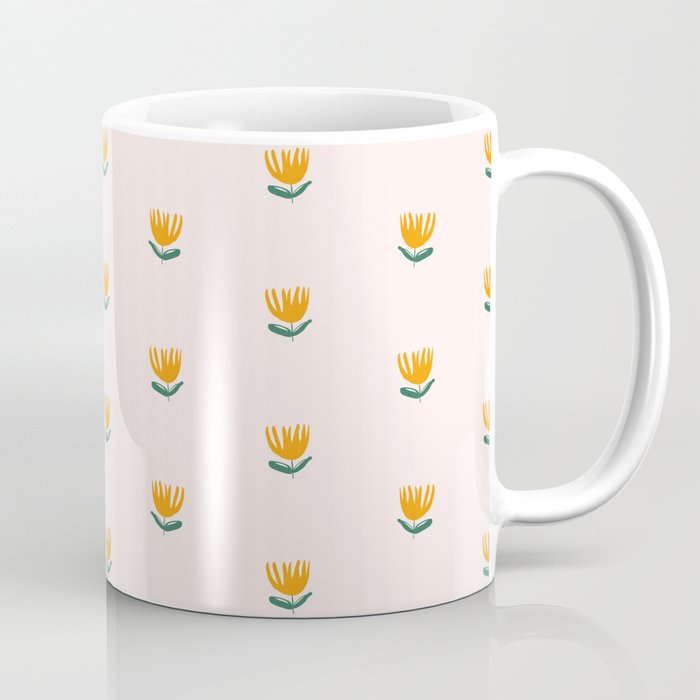 Abstract Yellow Tulip - Pink Background Coffee Mug