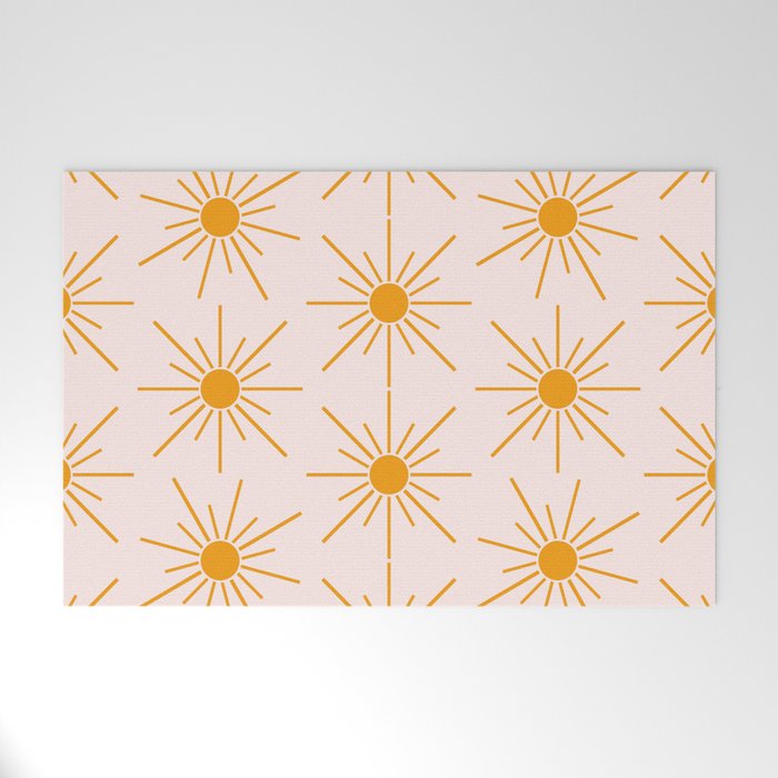 Sun Pattern On Pink Background Welcome Mat