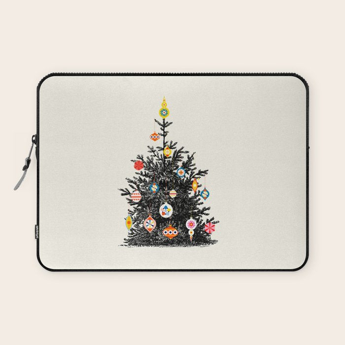 Retro Decorated Christmas Tree Laptop Sleeve