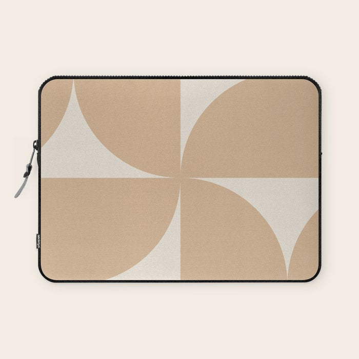 Bauhaus Mid Century Modern Geometric X Neutral Beige Laptop Sleeve
