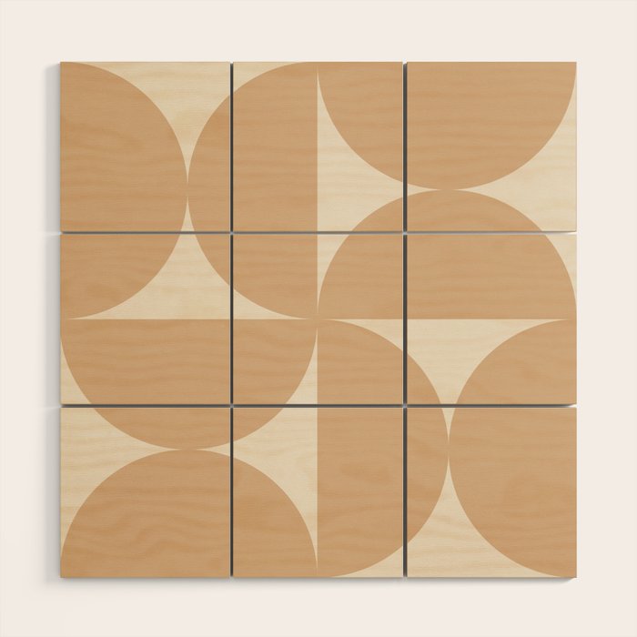 Bauhaus Mid Century Modern Geometric X Neutral Beige Wood Wall Art