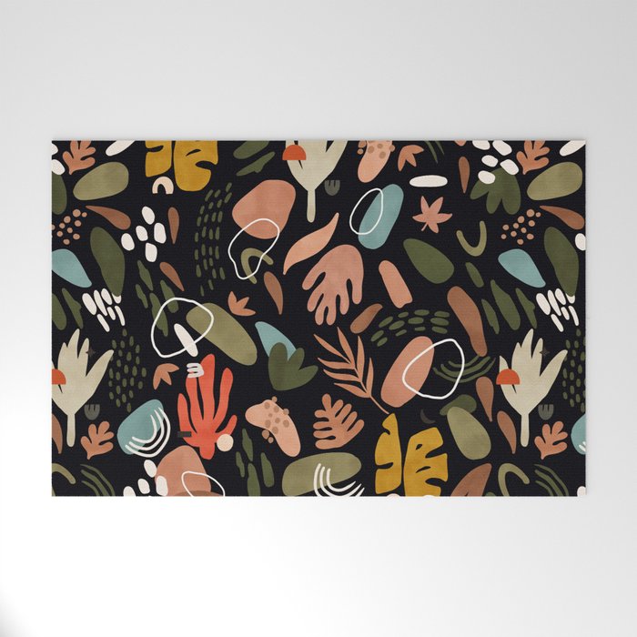 Abstract Shapes Of Dark Modern Nature Welcome Mat