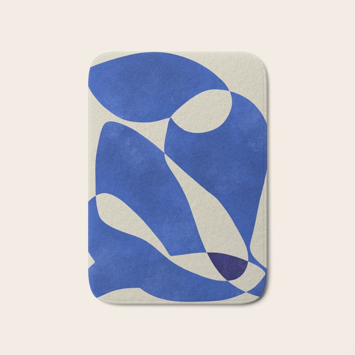 Blue Nude Geometric Modern Print Bath Mat