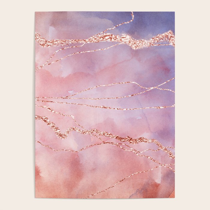 Blush And Purple Sky With Rose Gold Flashes Poster