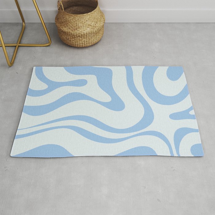Soft Liquid Swirl Abstract Pattern Square In Powder Blue Rug