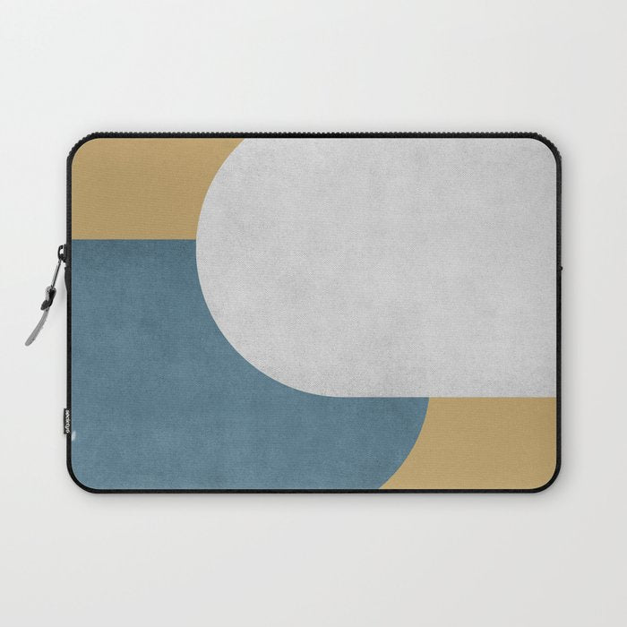 Halfmoon Colorblock - White Blue On Gold Laptop Sleeve
